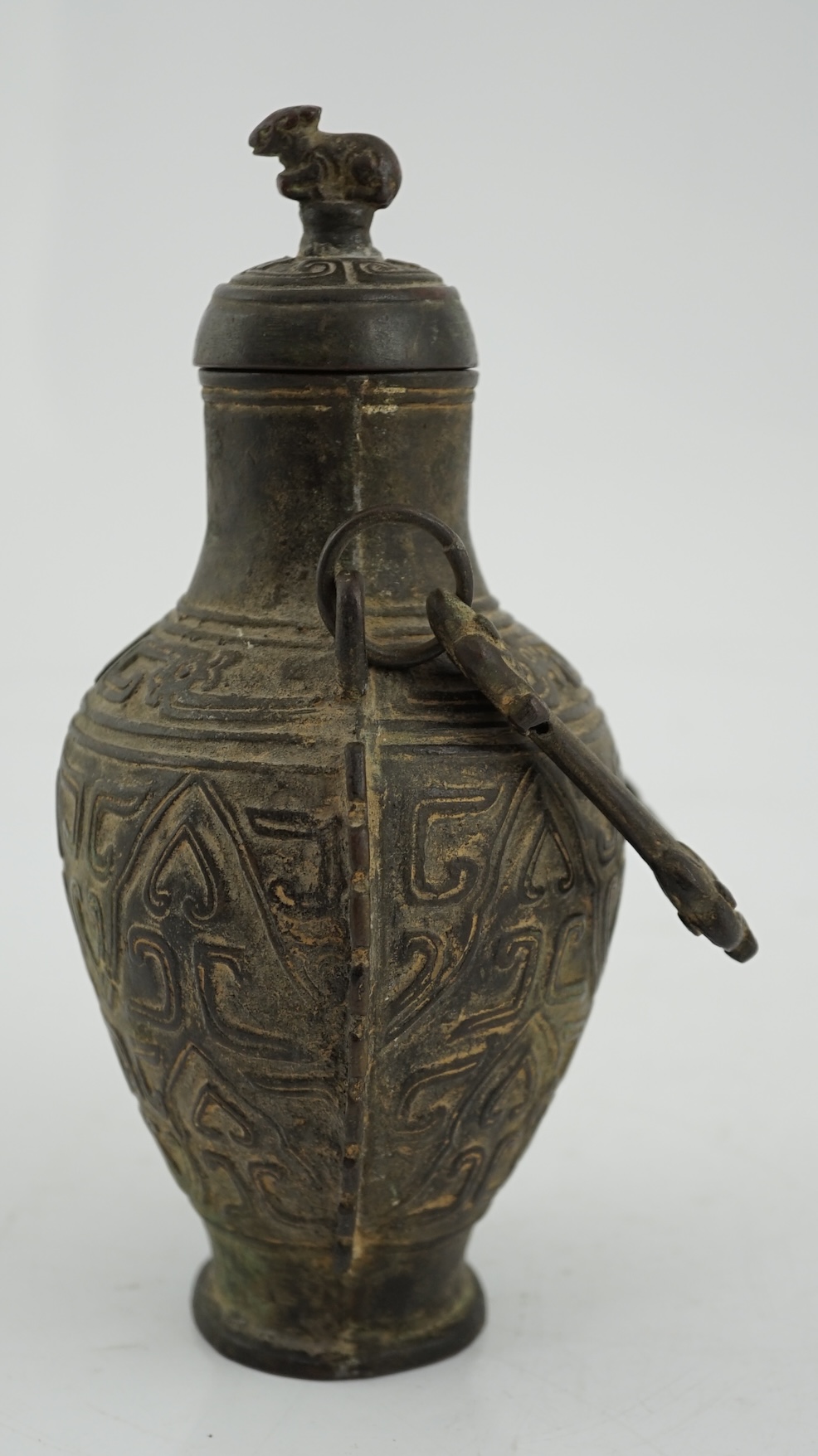 A Chinese archaistic bronze hanging vessel, hu, 17th/18th century